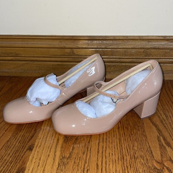 Journee Collection Wide Okenna Pumps Square Toe Mary Jane Nude - Picture 5 of 6